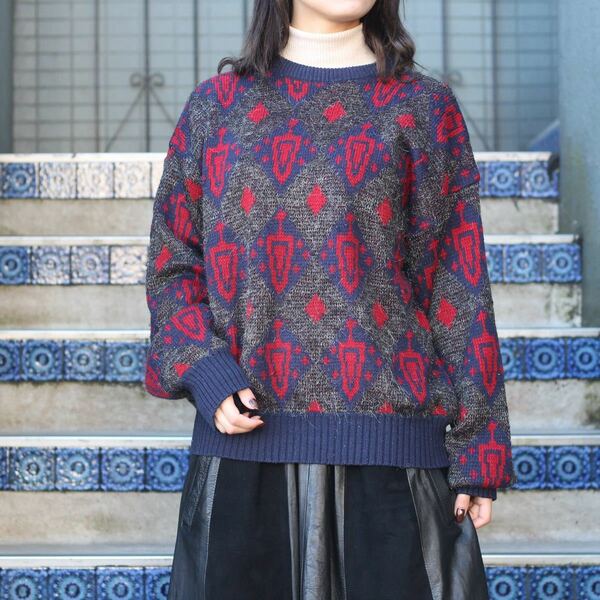 USA VINTAGE PATTERNED DESIGN KNIT/アメリカ古着柄デザインニット