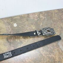 USA VINTAGE DESIGN BUCKLE LEATHER BELT/アメリカ古着デザインバックルレザーベルト_画像3