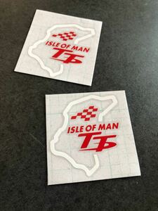 【送料無料】海外限定 マン島 TT レース ISLE OF MAN 地図 ステッカー 白×赤色 ２枚セット 公道レース 国旗 世田谷