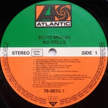 LP BETTE MIDLER NO FRILLS 78-0070-1 独盤_画像4