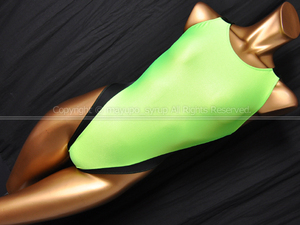 L0000-77*[ original ]tsurutsuru gloss .. put on footwear Rollei z half lack high leg .. swimsuit type fluorescence green × black M degree 