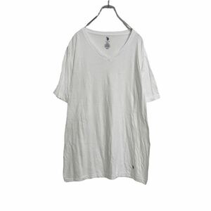 U.S. POLO ASSN. ロゴ Tシャツ XL ホワイト Vネック ワンポイントロゴ ユーエス ポロ アッスン 古着卸 アメリカ仕入れ a406-5360