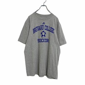 adidas 半袖 プリント Tシャツ L グレー ブルー アディダス スポーツ サッカー 古着卸 アメリカ仕入れ a407-6072