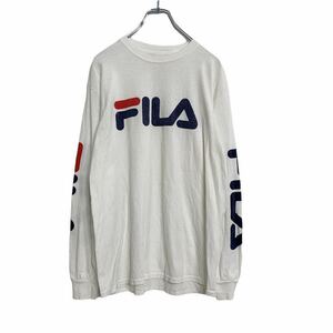 FILA 長袖 プリント Tシャツ M ホワイト フィラ スポーツ ストリート ロゴ ロンT 古着卸 アメリカ仕入れ a407-5457