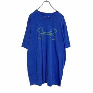 UNDER ARMOUR 半袖 プリント Tシャツ L ブルー アンダーアーマー ロゴ スポーツ 古着卸 アメリカ仕入れ a408-5161