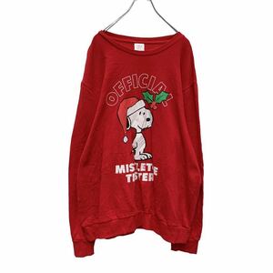 PEANUTS スヌーピー プリント スウェット トレーナー XL レッド SNOOPY クリスマス サンタ ビッグサイズ 古着卸 アメリカ仕入れ a410-5504