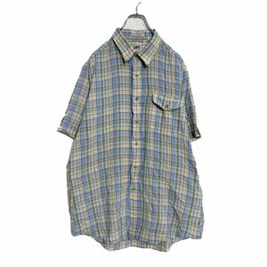 Lee short sleeves check shirt wi men's L blue cream Lee casual old clothes . America stock a406-5642
