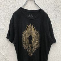 rhino 半袖 プリントTシャツ Lサイズ ゴールドプリント 黒 ブラック 古着卸 アメリカ仕入れ a408-5286_画像2