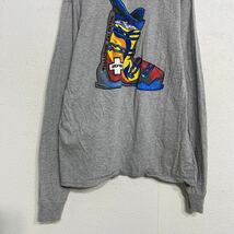 Hanes 長袖 プリント Tシャツ M～ グレー スノーブーツ ヘインズ ロンT 古着卸 アメリカ仕入れ a407-5933_画像6