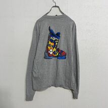 Hanes 長袖 プリント Tシャツ M～ グレー スノーブーツ ヘインズ ロンT 古着卸 アメリカ仕入れ a407-5933_画像4