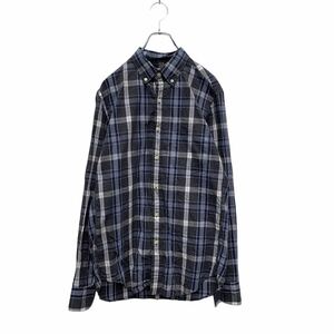 J.CREW 長袖 チェック柄 シャツ S グレー ブルー ジェイクルー ボタンダウンシャツ 古着卸 アメリカ仕入 a502-5620