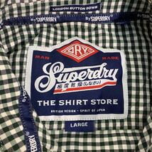 SUPERDRY 長袖 チェック柄 シャツ L ギンガムチェック グリーン ボタンダウン 古着卸 アメリカ仕入 a502-5762_画像7