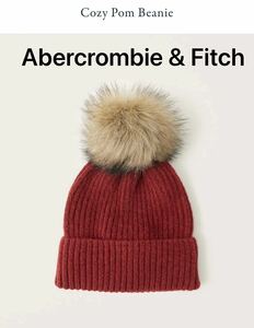 【送料無料】新品★Abercombie＆Fitch アバクロ レディース ボンボン付き ニット帽 赤 帽子 リバーシブル アバクロンビー＆フィッチ2