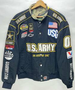 NASCAR US ARMY レーシングジャケット◆XL◆JH DESIGN◆リバーシブル◆ナスカー◆USA古着◆アーミー◆USA購入