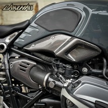 送料無料 Bmw RnineT 2015-2022 カーボンファイバー パイプカバー プロテクター_画像1