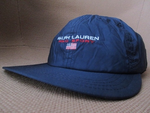 90's USA made RALPH LAUREN POLO SPORT star article flag Logo embroidery cap navy Ralph Lauren Polo sport America CAP hat hat nylon 