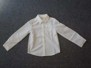  with translation Kids for girl long sleeve plain . with pocket blouse 120. white 