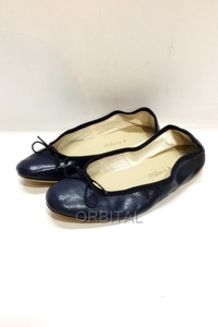  fee . mountain )PORSELLIporuseli ballet shoes leather navy Flat pumps size 35 22~22.5cm