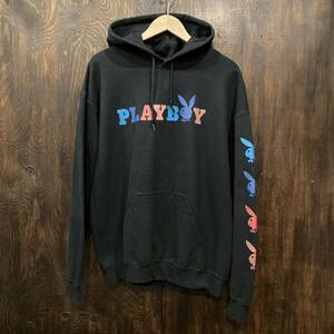 アメリカ古着 PLAYBOY プレイボーイ スウェットパーカー パーカー 黒 HOODIE