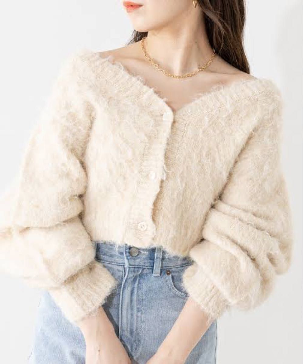FOXEY フォクシー カシミア100% ショート丈 ニット フリル