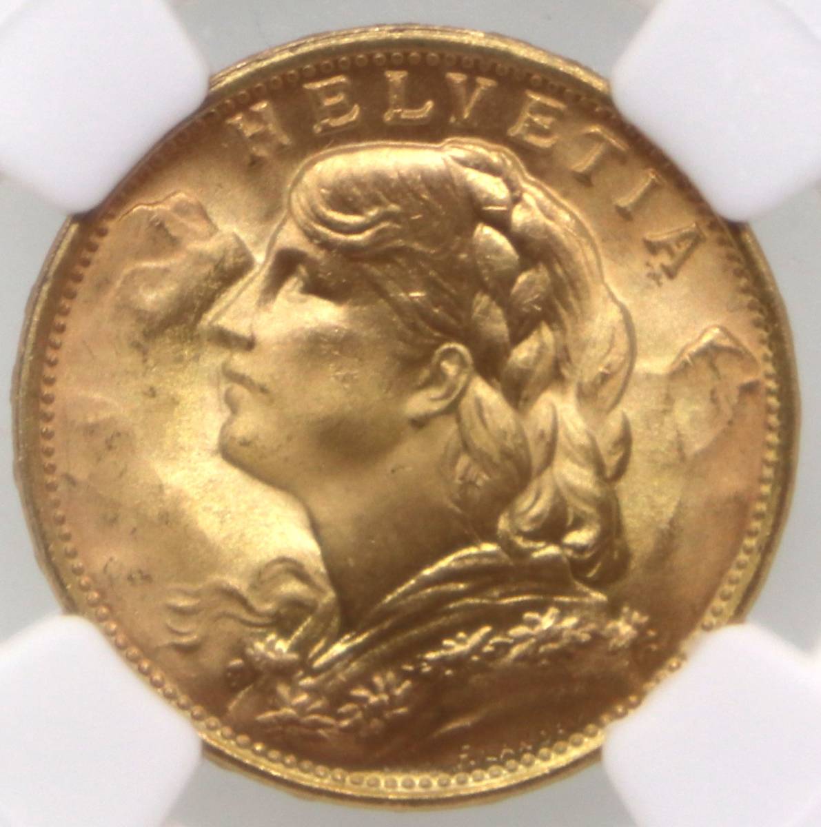 アルプスの少女】 1935年 ブレネリ 20フラン 金貨 MS65+mu-8.com