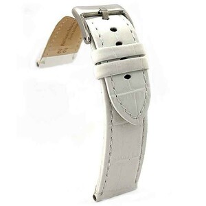 Diloy 腕時計ベルト 20mm イタリアン カーフレザー アリゲーター グレイン 361フラット ホワイト