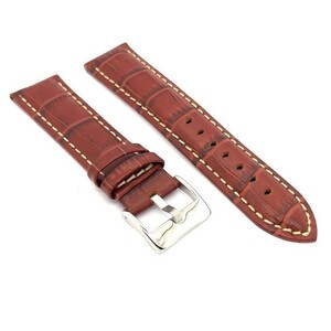 Diloy Watch Belt 18 мм итальянская кожаная кожаная аллигатор зерно 378 Paddid Средний коричневый