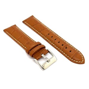 Diloy Watch Belt 18 мм итальянский теленок кожаный аллигатор зерно 378 Пэдди светло -коричневый