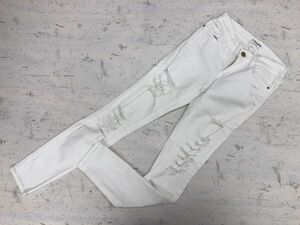 FRAME DENIM フレーム リンクセオリー ダメージ・クラッシュ・グランジ加工 USA製 スキニーパンツ ボトムス レディース 24 白