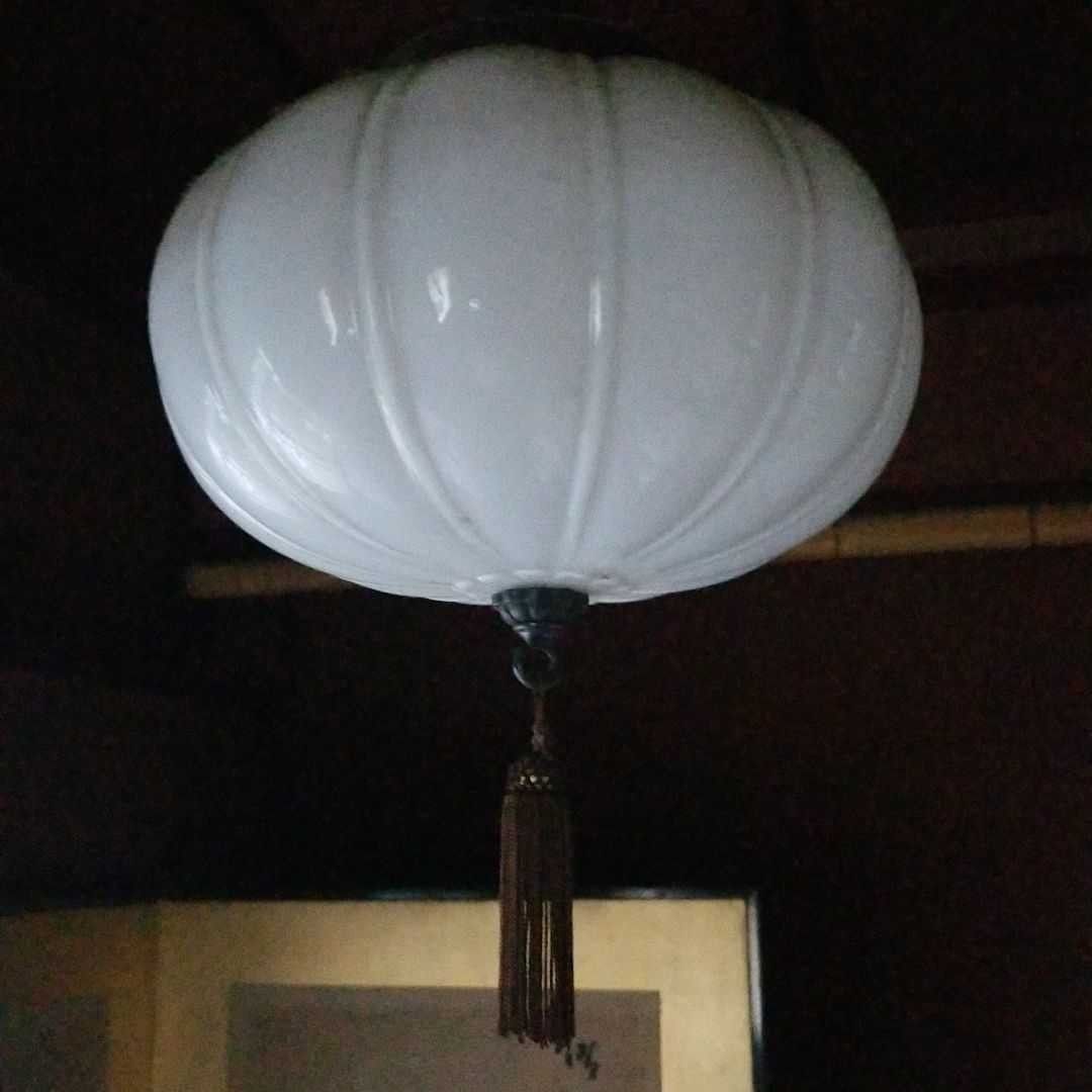 大正時代から昭和時代「大きな円盤型ランプ」UFO型ペンダントランプ