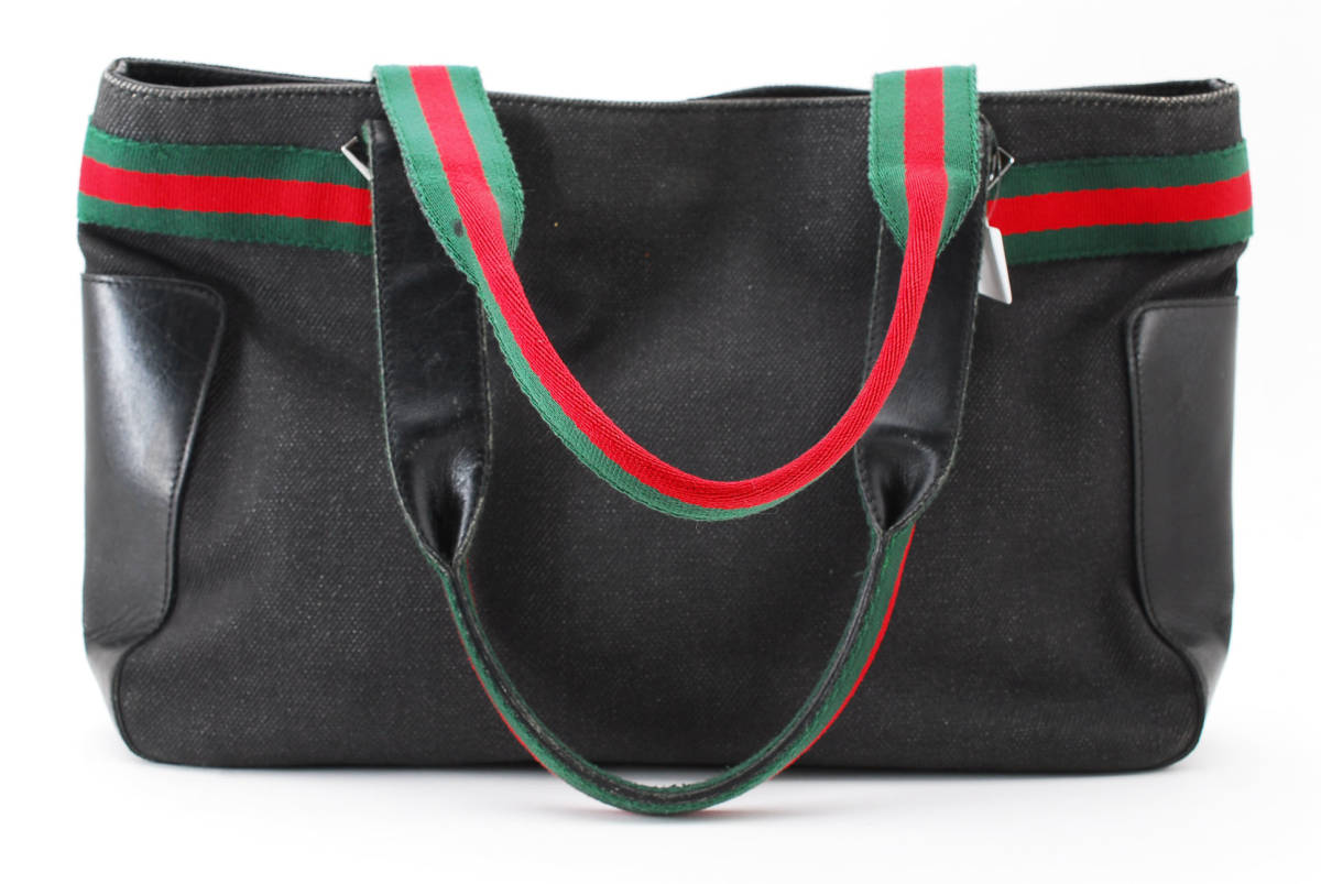 GUCCI グッチ ハンドバッグ トートバッグ デニム シェリー ウェブ