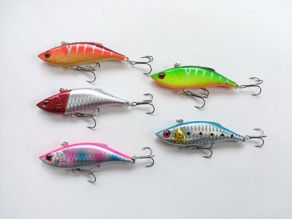 バイブレーション　定番カラー　8cm　10g　5色　セット　シーバス　ブラックバス　根魚　青物　フラットフィッシュ バイブ