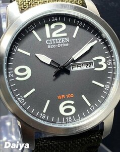 新品 腕時計 正規品 シチズン CITIZEN Eco-Drive エコドライブ 電池交換不要 アナログ腕時計 カレンダー キャンバスベルト 防水 プレゼント
