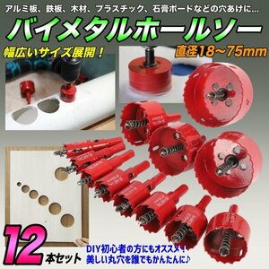 即決 お得 即決 バイメタル ホールソー セット ホルソー 穴あけ 切削 工具 18mm 20mm 24mm 28mm 30mm 35mm 38mm 45mm 50mm 55mm 65mm 75mm