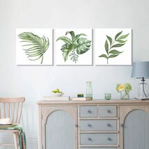 お洒落な 3枚アートパネル 緑の葉 植物 インテリア 壁掛け 部屋飾り 装飾 キャンバス 絵画 おしゃれ アート 鑑賞 模様替え 内装 リビング_画像3