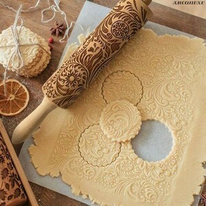  stylishly burning .! cookie roller flower confection making en Boss biscuit cookie kitchen tool lovely wooden low ring pin 