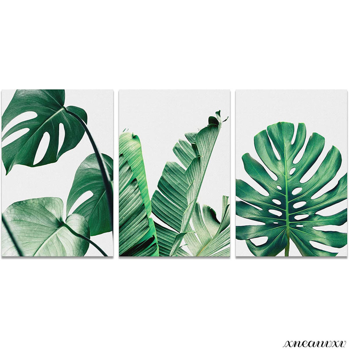 色彩鮮やかな 3枚アートパネル 植物 自然 グリーン 緑 葉 インテリア 部屋飾り 装飾 写真 3パネル 壁掛け おしゃれ, 美術品, 絵画, グラフィック