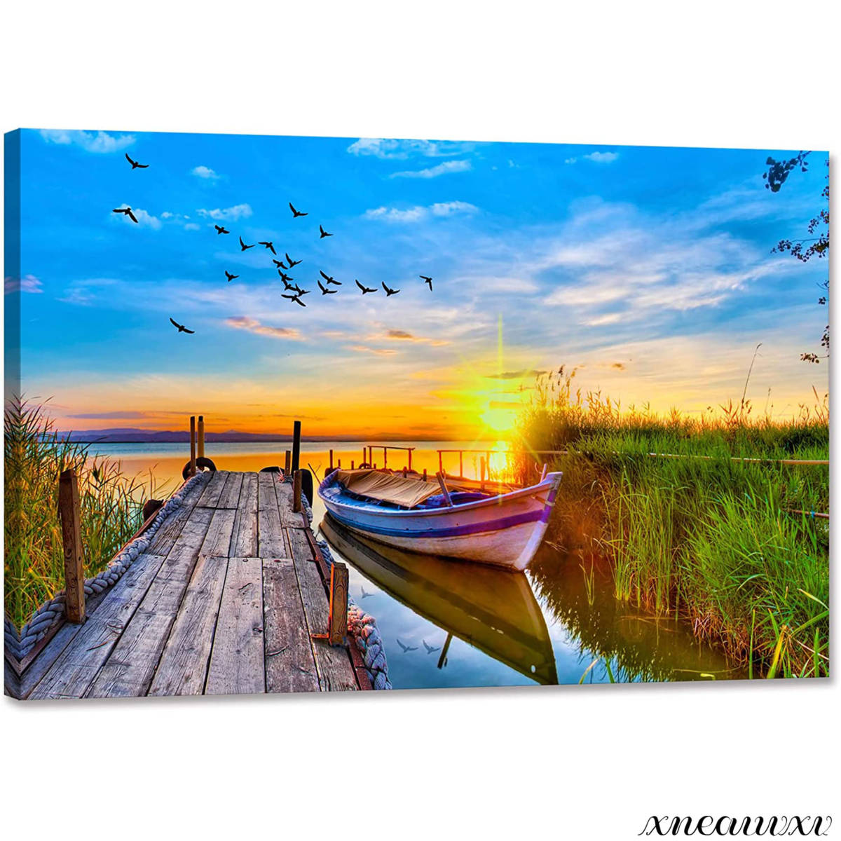 Natural Scenery Art Panel Sea and Sunset Wooden Frame Art Painting Appreciation Easy Installation Lightweight Living Room Room Decoration Interior, artwork, painting, graphic