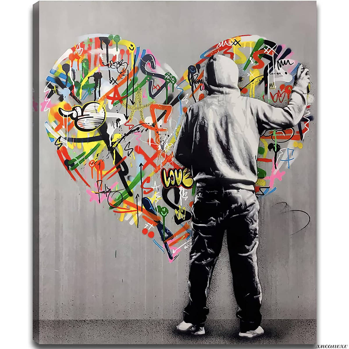 Banksy Art Panel Heart Reproduction Canvas Art Appreciation Decoration Living Room Bar Modern Pop Cute Stylish Interior, Painting, Oil painting, Nature, Landscape painting