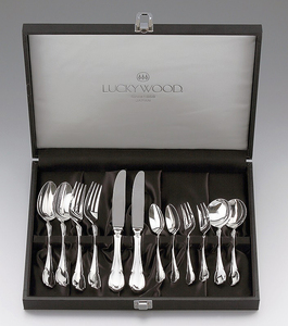 * Lucky wood silver re-k. white silver vessel 12P pair dinner set silver finish made in Japan new goods 