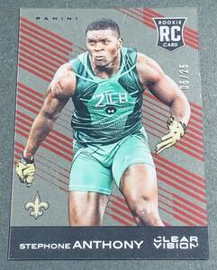 2015 Panini Clear Vision Football Stephone Anthony /25 No.155 NFL 25枚限定　ルーキー　シリアル　カード