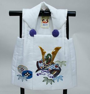 七五三 三歳 男児 合繊 被布コート 単品 陽気な天使 日本製 白地 新品（株）安田屋 NO36370