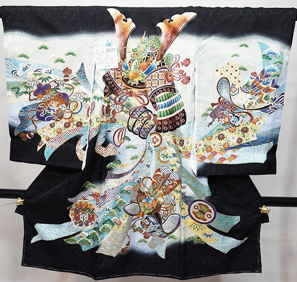 お宮参り産着 男児 正絹 のしめ 日本製 黒地 祝着 新品 (株)安田屋 NO31896-1 ファッション キッズ、ベビーファッション フォーマル