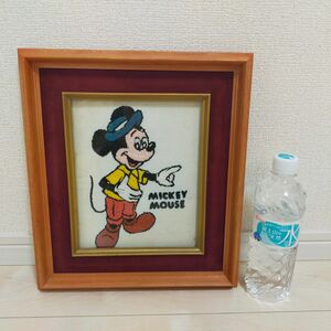 レア　昭和レトロ　ミッキーマウス　松鳩文化刺繍　Mickey Mouse　額縁　完成品　文化刺繍　ミッキーマウス　昭和レトロ