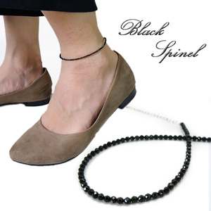 * anklet * black spinel lady's anklet Kirakira many surface cut 2mm adjuster attaching 18cm+5cm Manufacturers direct . made in Japan!