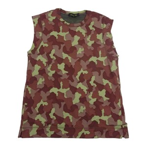 Drawer ドゥロワー CAMO カモフラ プリント ノースリーブ カットソー ブラウン系 2【中古】