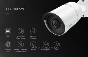 P655☆新品Reolink PoE ipカメラ 16GB付 スロット5MP HD 屋外 防水対応 赤外線 ナイトビジョン セキュリティ ビデオ監視 4mm RLC-410-5MP