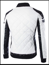 N15☆新品皮革ジャケット メンズ ライダースジャケット 革ジャンバイクジャケット レザージャケット 厚手 ジャンパー ブルゾン 白 M~5XL_画像3
