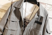 C599☆マルチポケットジャケット男デブゆる服 工服コートメンズビッグサイズ グレー M-5XL_画像3