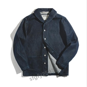 J265☆新品春秋定番 13.5OZ DENIM コットン DECK JACKET デニムジャケット 無地 デニムデッキジャケット ウォッシュ加工